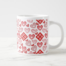 Valentinstag Liebe Rosa, Rot und Weiß Muster Jumbo-Tasse