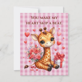 Valentinstag Liebe Rose Bouquet Giraffe Feiertagskarte
