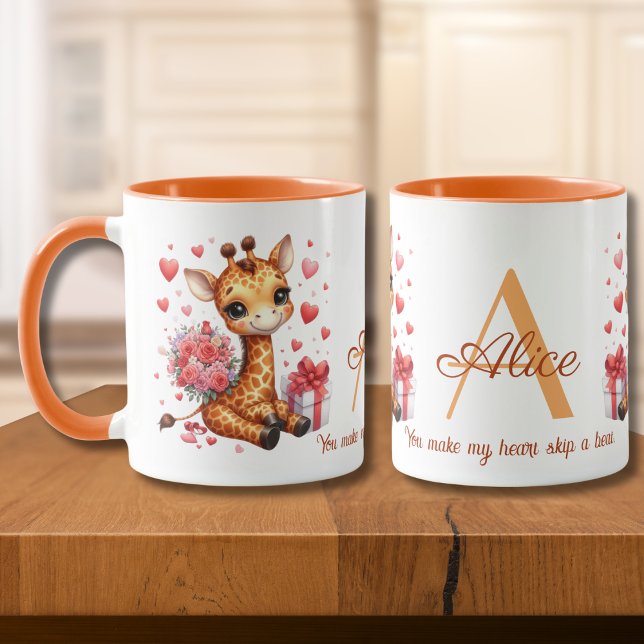 Valentinstag Liebe Rose Bouquet Giraffe Tasse (Von Creator hochgeladen)