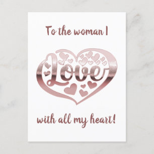 Valentinstag Liebe Rose Gold Postkarte