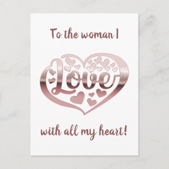 Valentinstag Liebe Rose Gold Postkarte (Vorderseite)