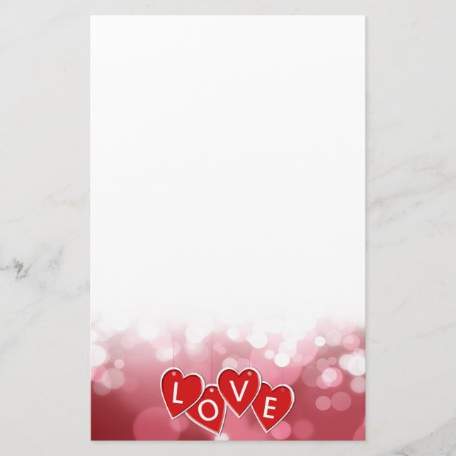 Valentinstag Liebe Rotes Herz Briefpapier (Vorderseite)