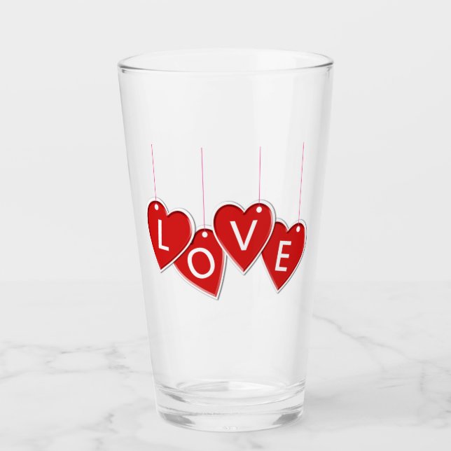 Valentinstag Liebe Rotes Herz Glas (Vorderseite)