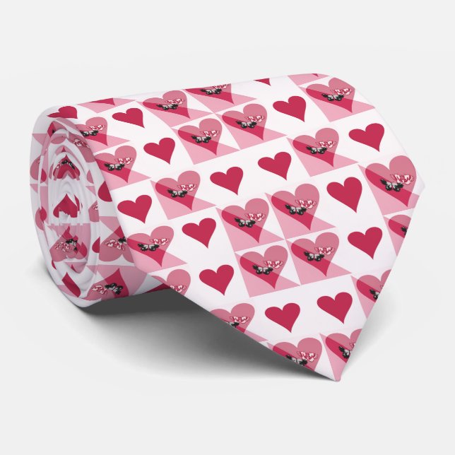 Valentinstag Liebe Rotes Rosa Muster Krawatte (Gerollt)