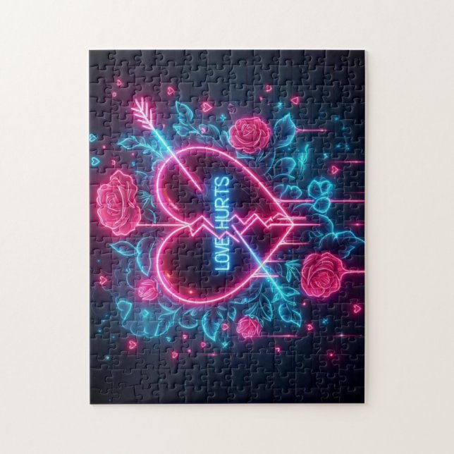 Valentinstag Liebe schmerzt Neon Heart (Vertikal)