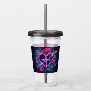 Valentinstag Liebe schmerzt Neon Heart Acryltrinkbecher