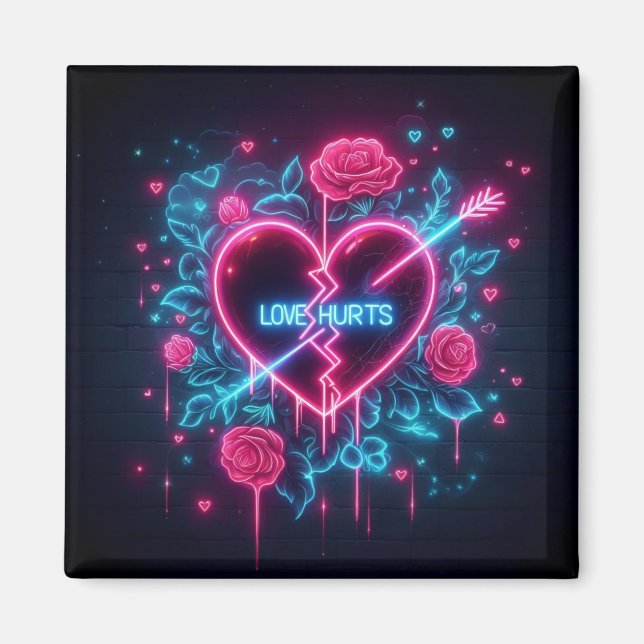 Valentinstag Liebe schmerzt Neon Heart Magnet (Vorne)
