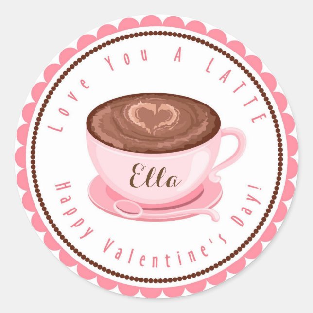 Valentinstag Liebe Sie ein Latte Stickers (Vorderseite)