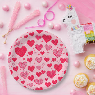 Valentinstag Liebe-Valentinstag Herzen Pappteller