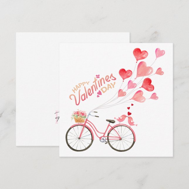 Valentinstag Liebe Vögel mit Fahrrad Feiertagskarte (Vorne/Hinten)