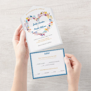 Valentinstag Liebesblumen blühen Hochzeit All In One Einladung
