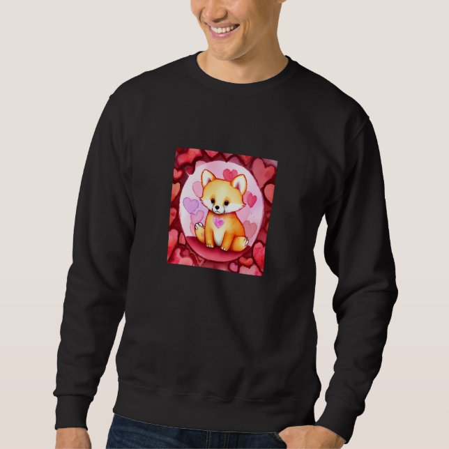 Valentinstag Liebesherz Fuchs Teddy Freundin Fi Sweatshirt (Vorderseite)