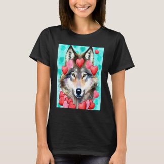 Valentinstag Liebesherz Süßer Wolf Freundin Fi T-Shirt