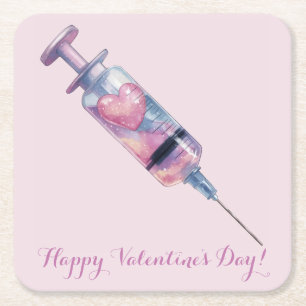 Valentinstag-Liebesinjektions-Design Rechteckiger Pappuntersetzer