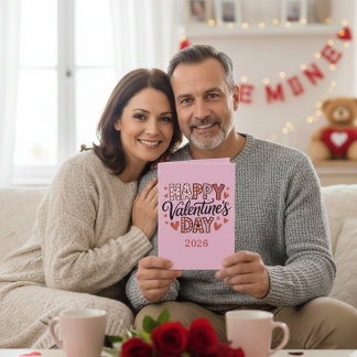 Valentinstag-Liebespaar gefaltete Grußkarte Karte