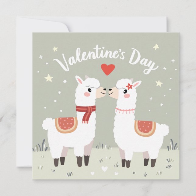 Valentinstag Lovable Llamas Valentines Karte (Vorderseite)