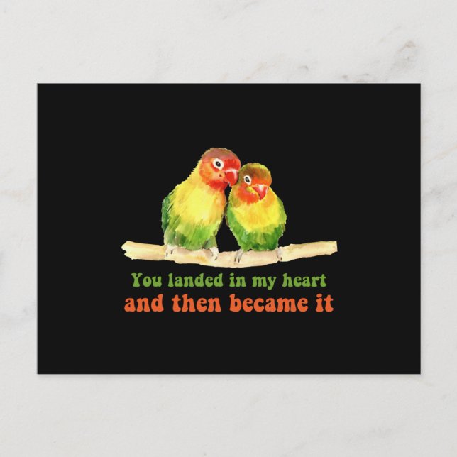 Valentinstag Love Birds Pencil Zeichnend Postkarte (Vorderseite)