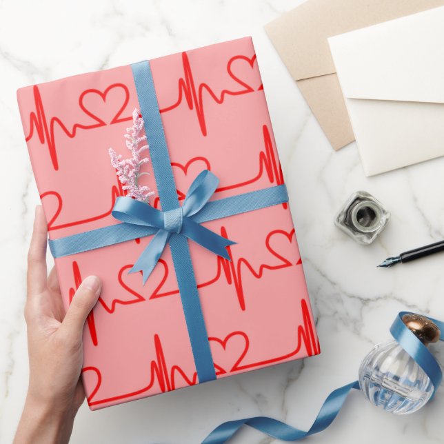 Valentinstag Lover's Heartbeats Geschenkpapier (Schenken)