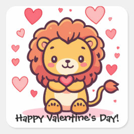 Valentinstag Löwe Personalisiert Quadratischer Aufkleber