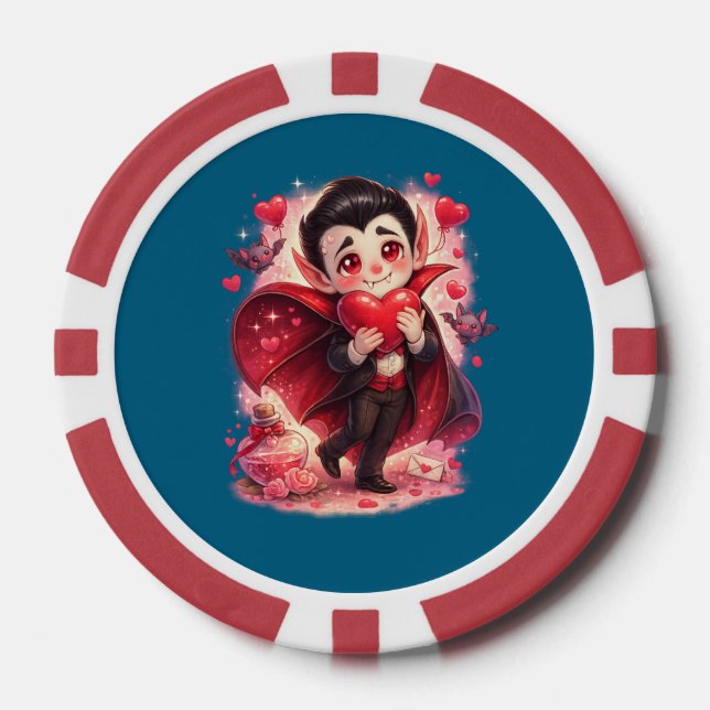 Valentinstag Lustiger Dracula  Pokerchips (Vorderseite)