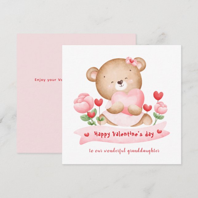 Valentinstag Mädchen rosa Valentinstag Tageskarte Karte (Vorne/Hinten)
