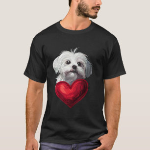 Valentinstag Malteser Hund Herz T-Shirt