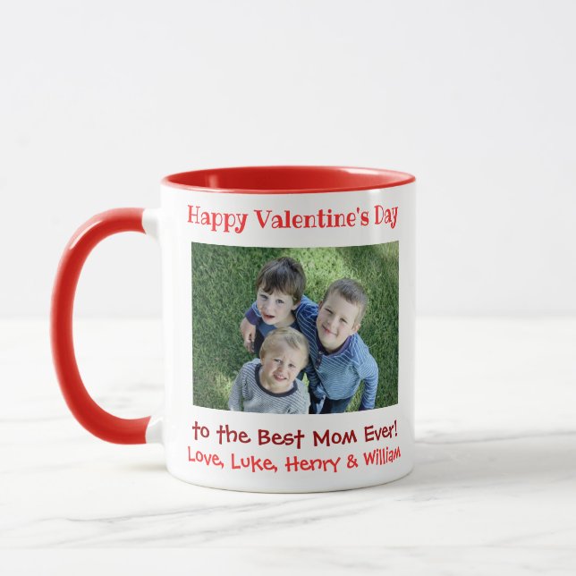 Valentinstag Mama Beste je Niedliches Kind Foto Tasse (Links)