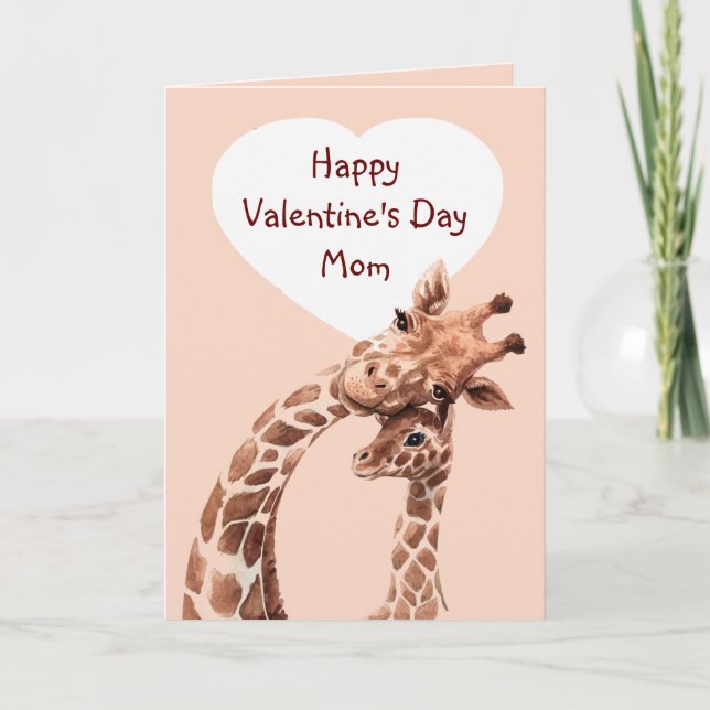Valentinstag Mama Fun Giraffe Tier Karte (Vorderseite)