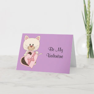 Valentinstag-Miezekatze mit Schokoladen Feiertagskarte