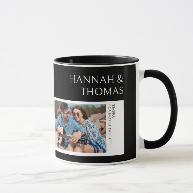 Valentinstag Minimalistisch Black Two Foto Tasse (Rechts)