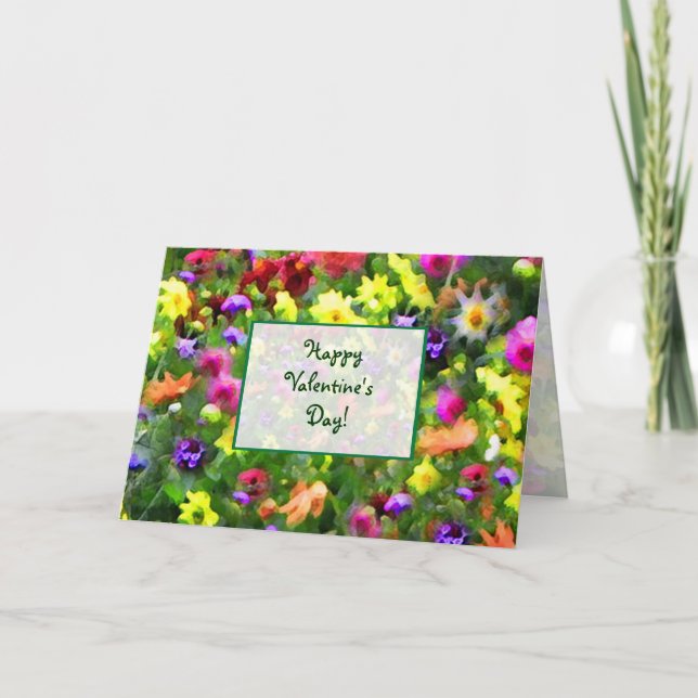 Valentinstag mit Blumenimpressionen Feiertagskarte (Vorderseite)