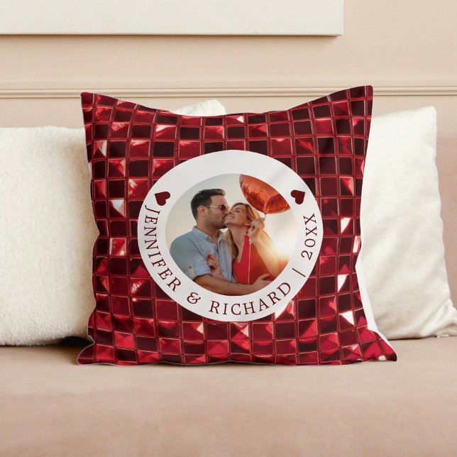 Valentinstag mit Foto & Text Kissen (Custom Cherry Valentine's Day with Photo & Text Throw Pillow)