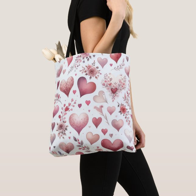 Valentinstag mit hübschem Rosa und Rotem Herzen Tasche (Von Nahem)