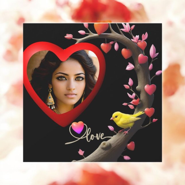 Valentinstag mit Kanarienvogel Feiertagskarte (Von Creator hochgeladen)