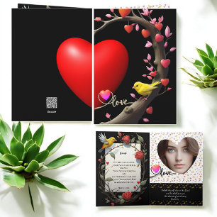 Valentinstag mit Kanarienvogel Feiertagskarte