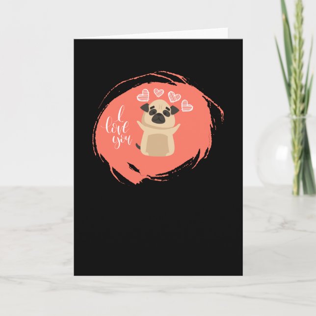 Valentinstag mit Kawaii Mops Dog Karte (Vorderseite)