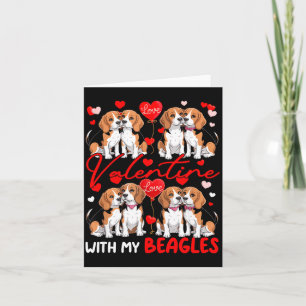 Valentinstag mit meinen Beagles Paarhunde Kostüm B Karte