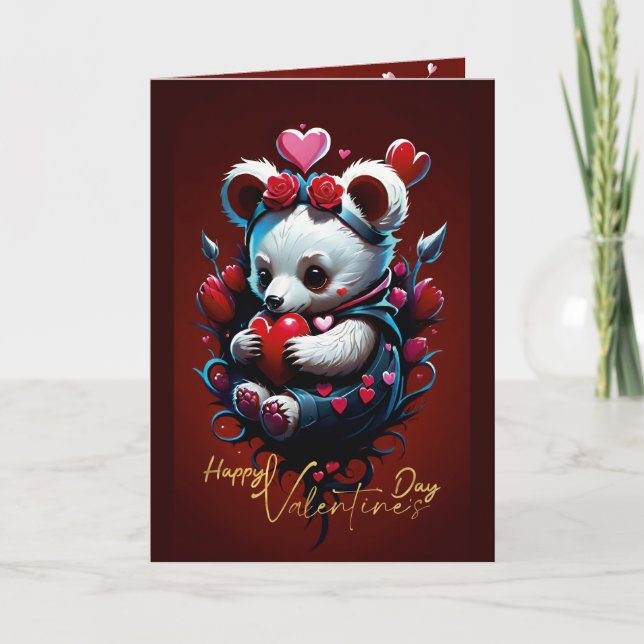 Valentinstag mit reichem Teddybär Feiertagskarte (Vorderseite)