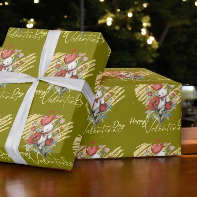 Valentinstag mit reichem Teddybär Geschenkpapier (Von Creator hochgeladen)