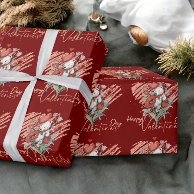 Valentinstag mit reichem Teddybär Geschenkpapier (Von Creator hochgeladen)