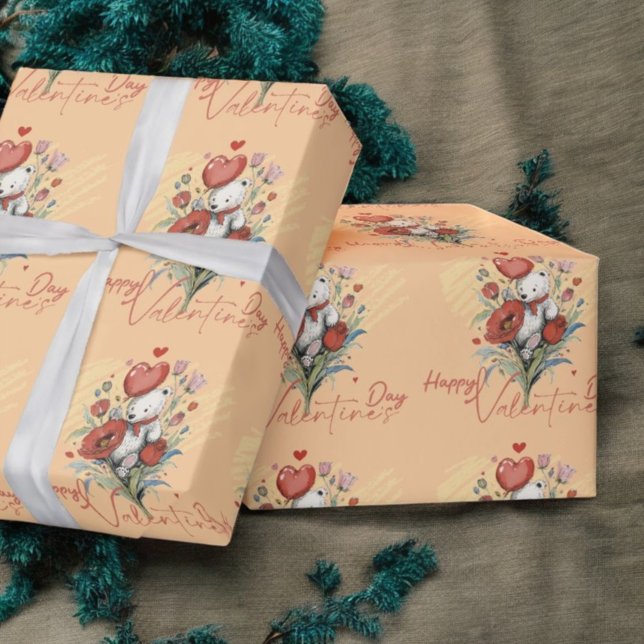 Valentinstag mit reichem Teddybär Geschenkpapier (Von Creator hochgeladen)