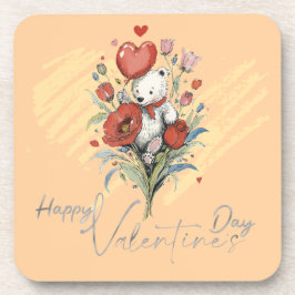 Valentinstag mit reichem Teddybär Getränkeuntersetzer