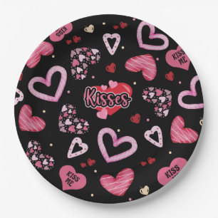 Valentinstag mit rosa Herzchen Pappteller