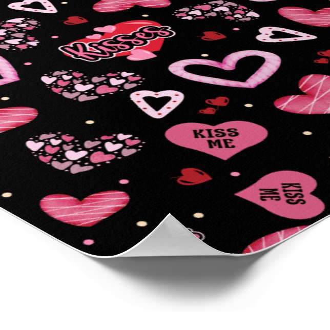 Valentinstag mit rosa Herzchen Poster (Ecke)