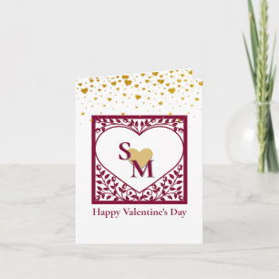 Valentinstag mit rotem Anfangs- und Goldherz Einladung