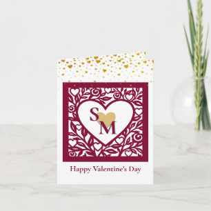 Valentinstag mit rotem Anfangs- und Goldherz Einladung