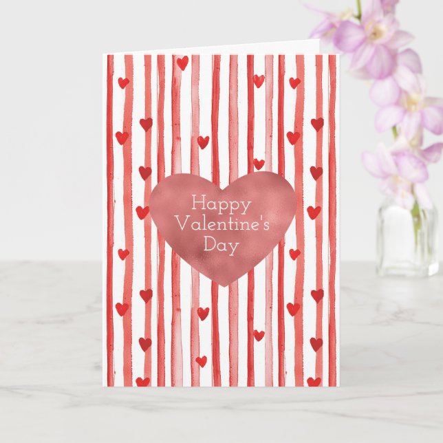 Valentinstag mit roten Streifen und Herz Karte (Orchidee)