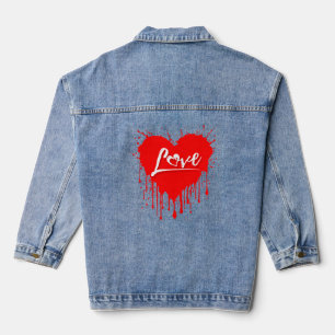 VALENTINSTAG MIT SCHMELZENDEN ROTEN HERZEN DER LIE JEANSJACKE