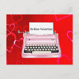 Valentinstag mit Vintage Retro Schreibmaschine Postkarte