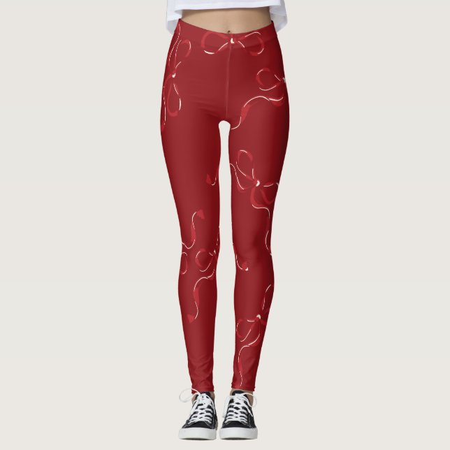 Valentinstag Modernes Retro Bows Geschenk Leggings (Vorderseite)